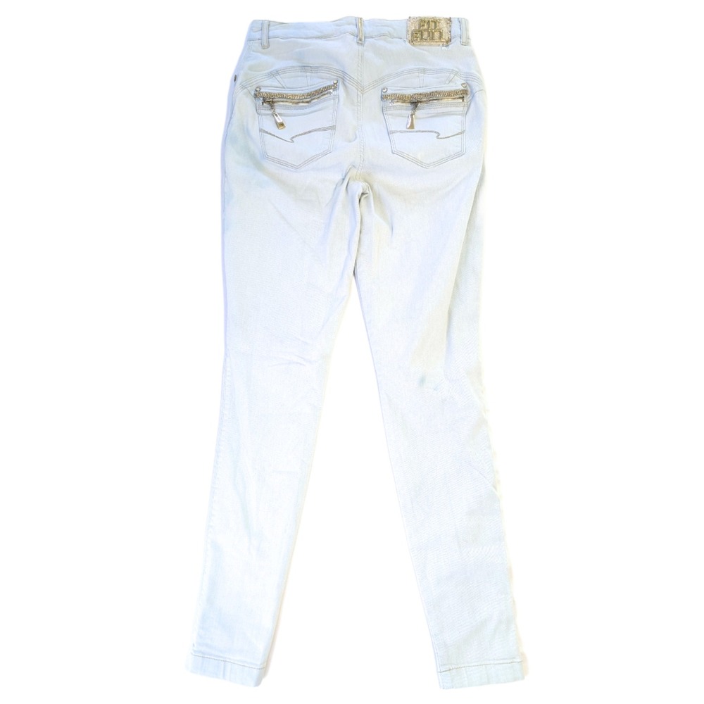 Pit Bull Jeans Brazilian Brasil Light Wash Rhinestone Distressed Skinny M 29x31